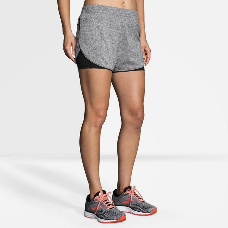 Brooks Rep 3 2-In-1 - Pantalones Cortos Mujer - Gris (RL3240615)